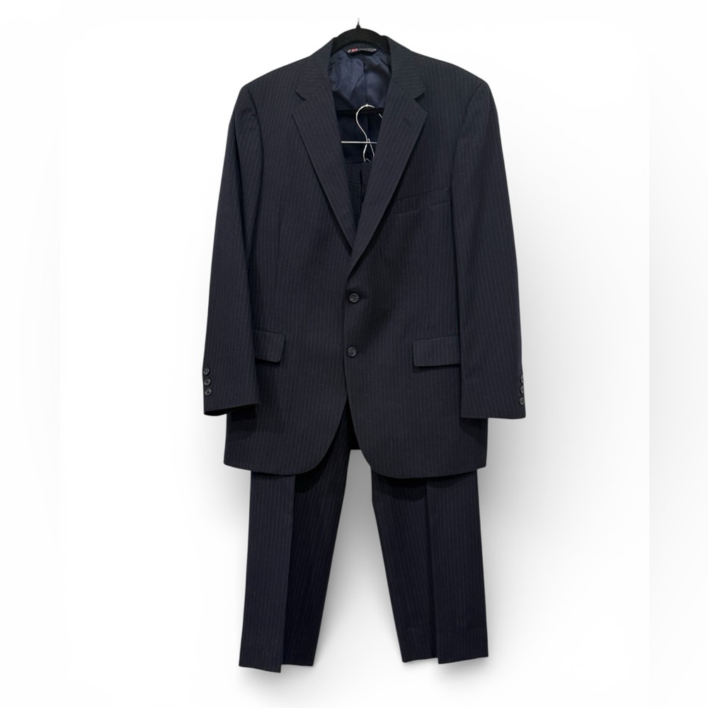 Austin Reed Regent Street 100% Wool Navy Pinstripe Mens Suit 44x28